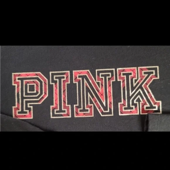 Victoria’s Secret Love Pink Gold foil Plaid Cropped Crew Neck tee T-Shirt Top xs - Picture 6 of 7